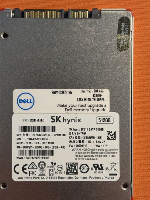SSD диск (накопичувач) Micron / SK hynix обсягом 512 ГБ.