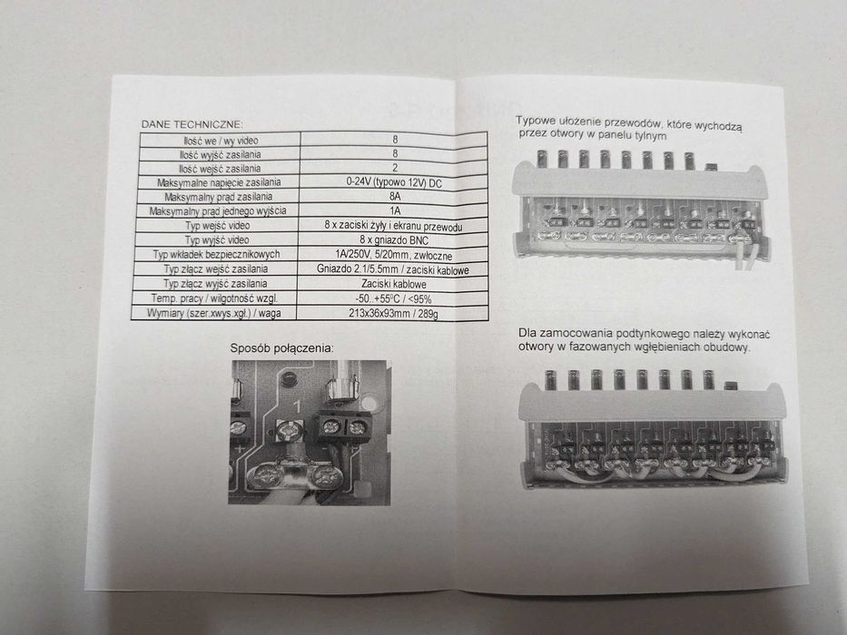 Gniazdo dystrybucyjne G-8 Delta (CCTV analog. lub cyfr-analog. np.AHD)