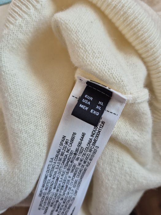 Kardigan wełniany 100% wool wełna kremowy Massimo Dutti L/XL