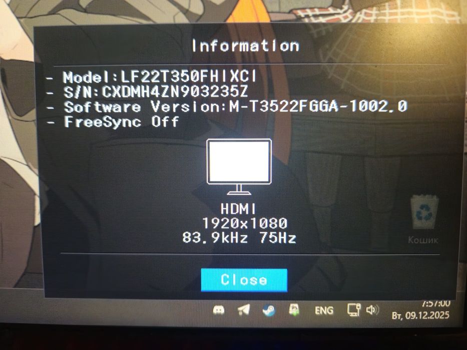 Samsung монитор LED Full HD 75гц