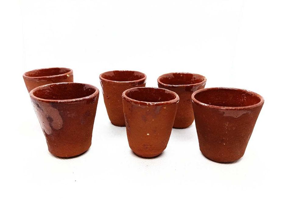 Conjunto 6 copos de barro olaria bagaço ginja