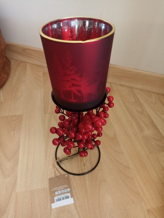 Castiçal Natal vermelho