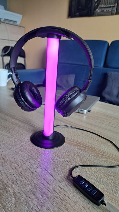 Stojak na słuchawki lampka led usb