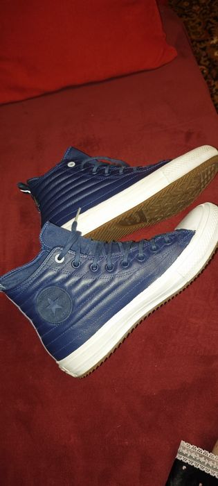 Утеплённые синие кеды Converse, натур. кожа, водонепроницаемые, р.42