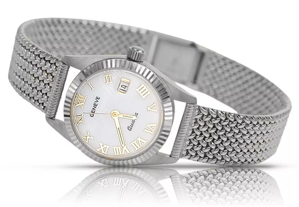 Zegarek damski z białego złota 14k perłowa tarcza lw020wdpr&lbw003w K