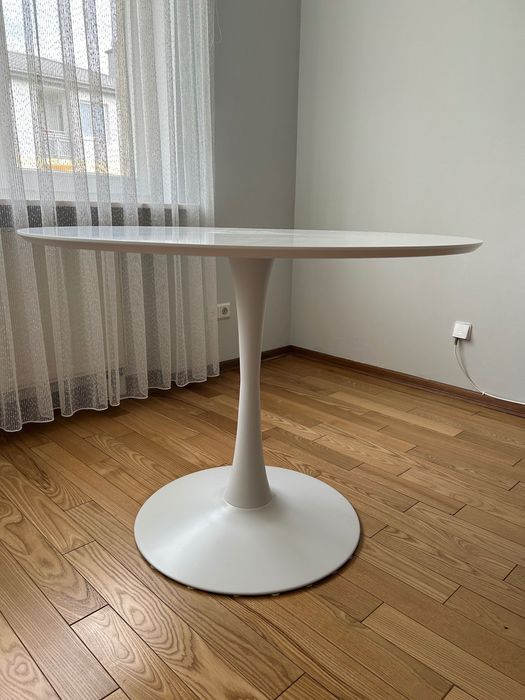 stół okrągły biały o śr. 100 cm nierozkładany