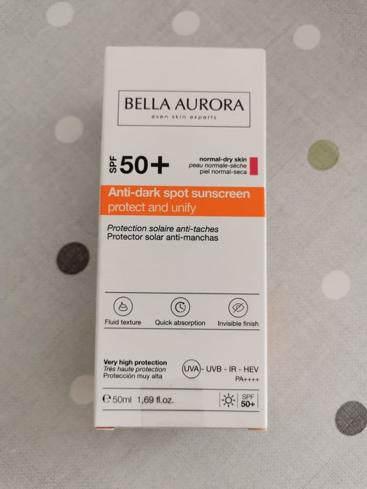 Nowe opakowanie kremu ochronnego 50spf hiszpańskiej marki Bella Aurora