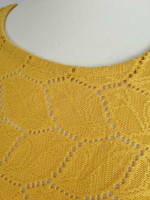 Bluzka elegancka letnia ażurowa koronka 38 M żółta moda wakacje