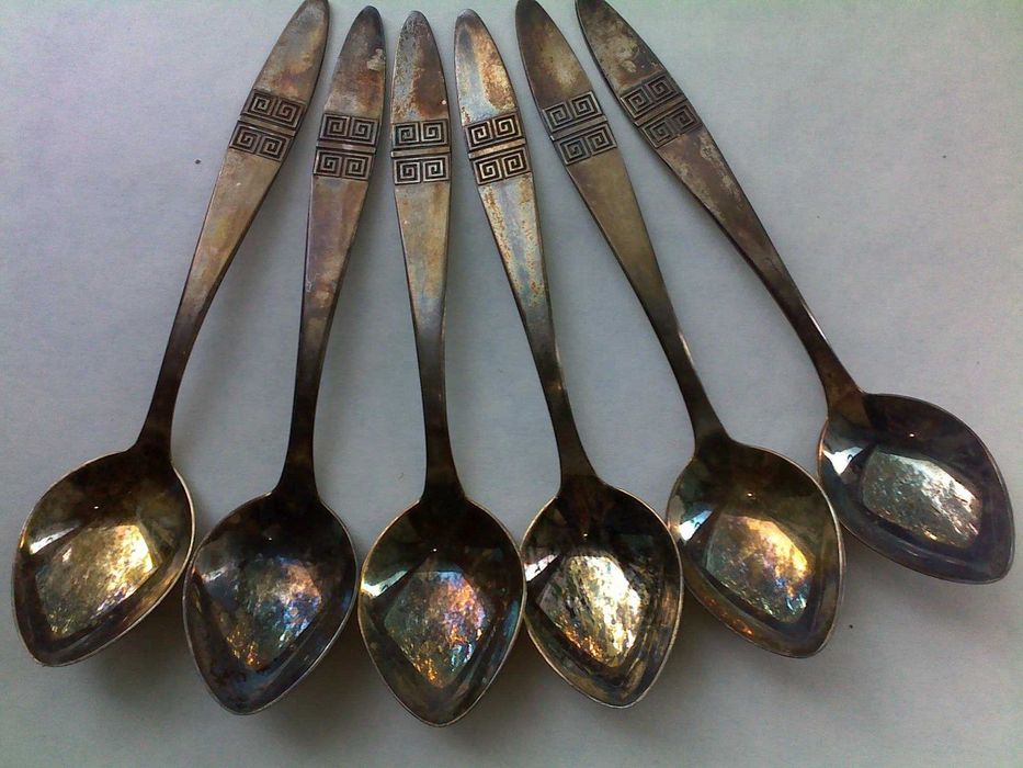 Коллекционные ложки чайные Меандр серебро позолота Таллин ссср