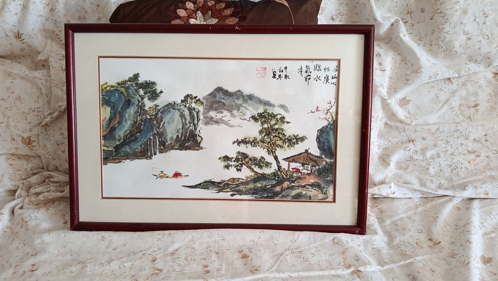 Pintura a tinta da china,pintada pelos proprios  artistas chineses