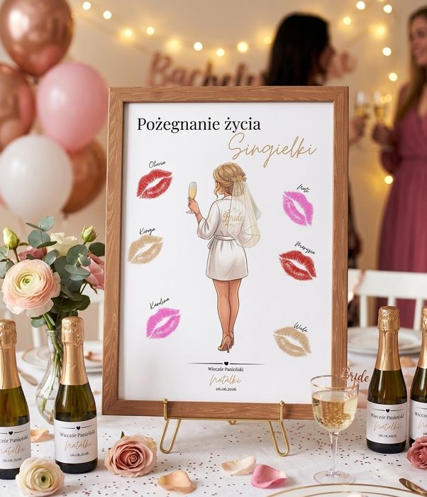 Personalizowany Plakat na Wieczór Panieński – Pamiątka A4 w Ramce