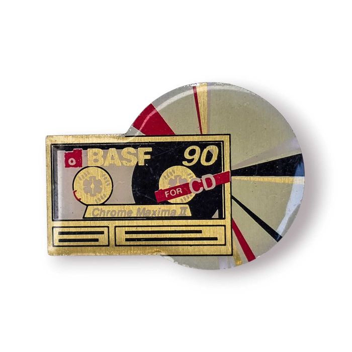 Pin Vintage BASF Chrome Maxima II 90 – Cassete Áudio Retro