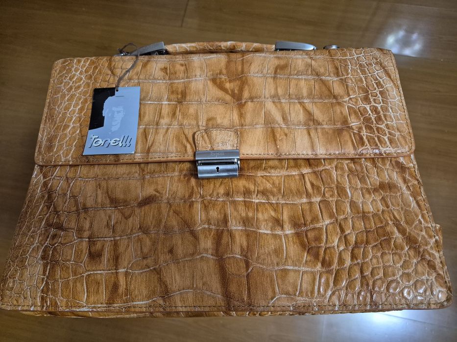 Шкіряний портфель, унісекс, новий, натуральна шкіра