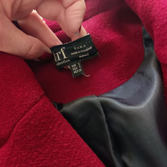 Płaszcz Zara rozmiar S kolor bordowy/ burgundowy