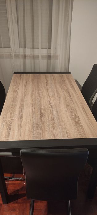 Mesa de jantar extensível + 6 cadeiras