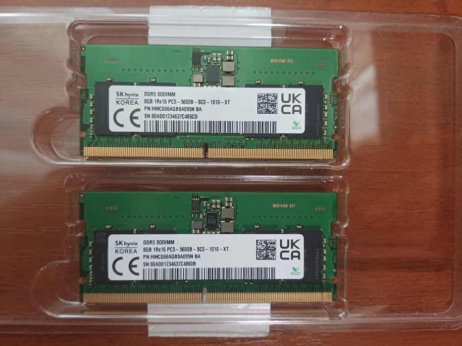Оперативна пам'ять для ноутбука Hynix DDR5 8GB 5600MHz SO-DIMM 1Rx16 PC5-5600B (HMCG66AGBSA095N) ціна за пару