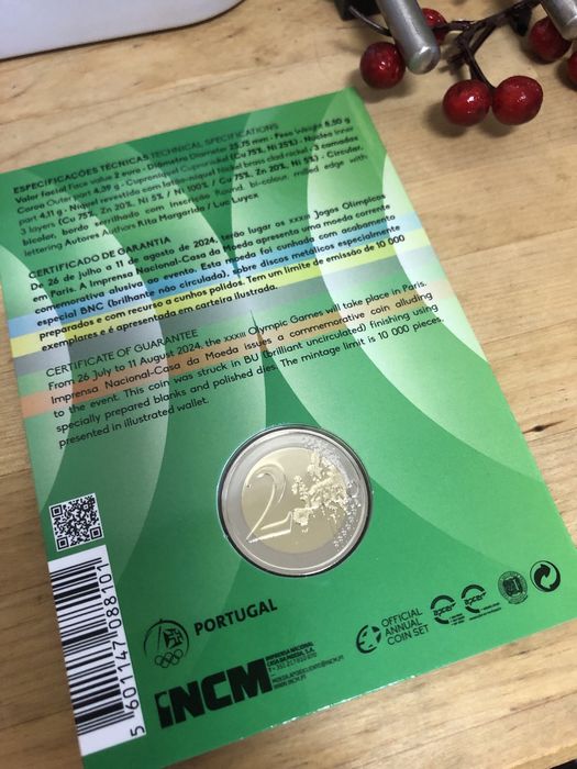 Moeda 2€ Comemorativa da Equipa Olímpica de Portugal, 2024 - BNC