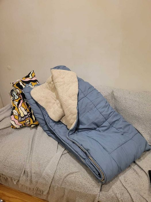 Edredão grande sherpa 240x220 cm azul super quente com capa PÄRKLA