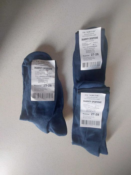 Skarpety sportowe 3 pary, ciemnoniebieskie rozm. 25-26 i 27-28