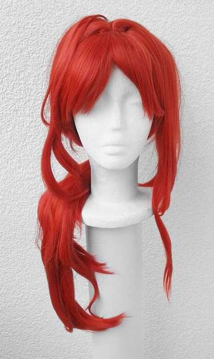 Diluc Genshin Impact czerwona peruka z kitką cosplay czerwony wig