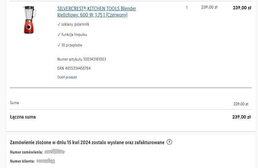 Blender kielichowy SILVERCREST KITCHEN TOOLS  600 W 1,75 l
