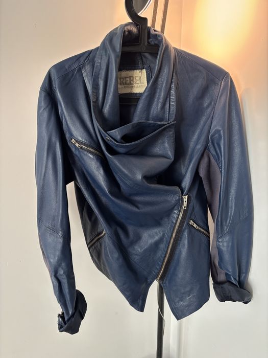 Ramoneska kurtka skóra niebieska 40 L 38 M