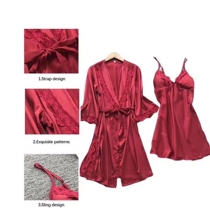 Эротический сексуальный комплект халат пеньюар