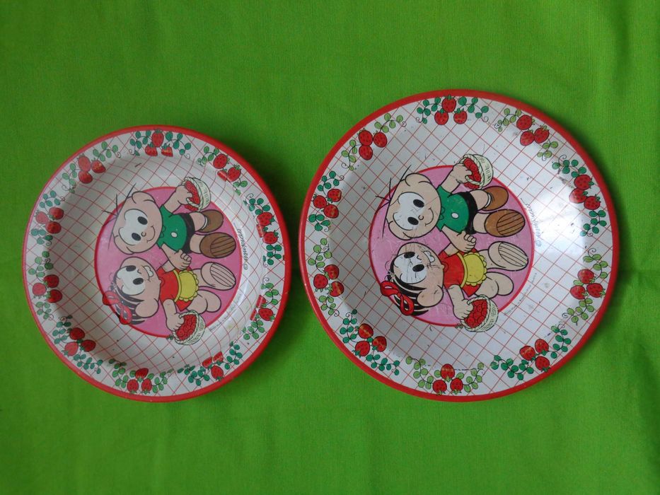 TURMA DA MÔNICA Pratos Antigos em Chapa.  Made in Brasil