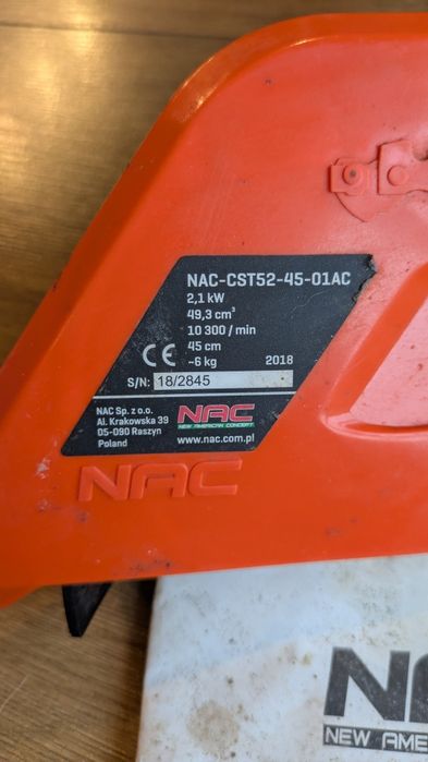 Pilarka spalinowa NAC-CST52-45-01AC 45cm + łańcuch, prowadnica