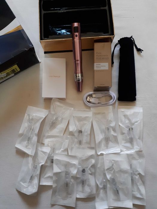Дермапен Dr.Pen + 12 картриджів + сироватка з гіалуроновою кислотою