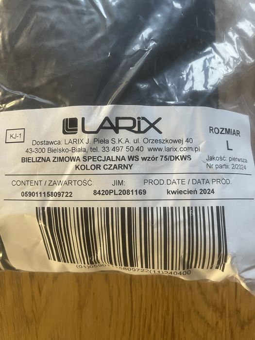 Bielizna zimowa specjalna WS LARIX 75/DKWS – rozmiar L – NOWA