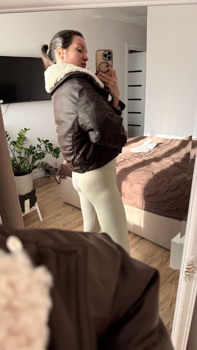 Куртка пуховик екошкіра