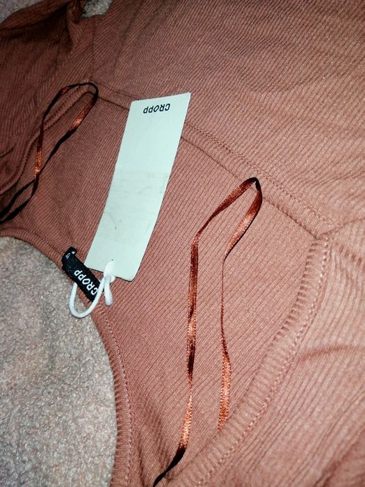 CROPP _ body bluzka Prążkowany materiał. Brudny /brązowawy róż. _ NOWE