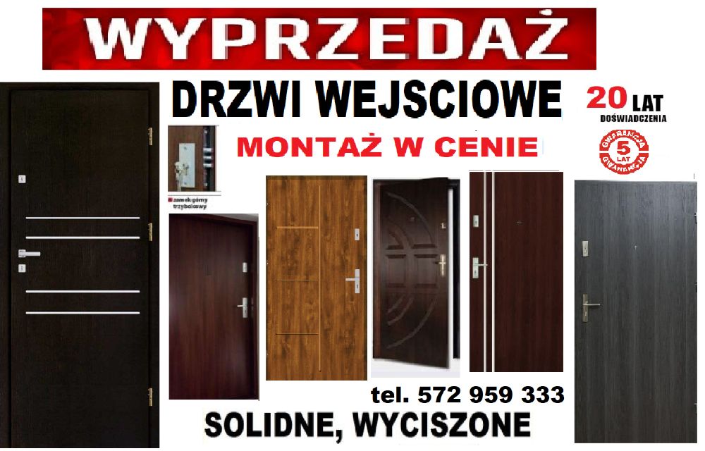 DRZWI z montażem, wejściowe do mieszkania w bloku zewnętrzne..