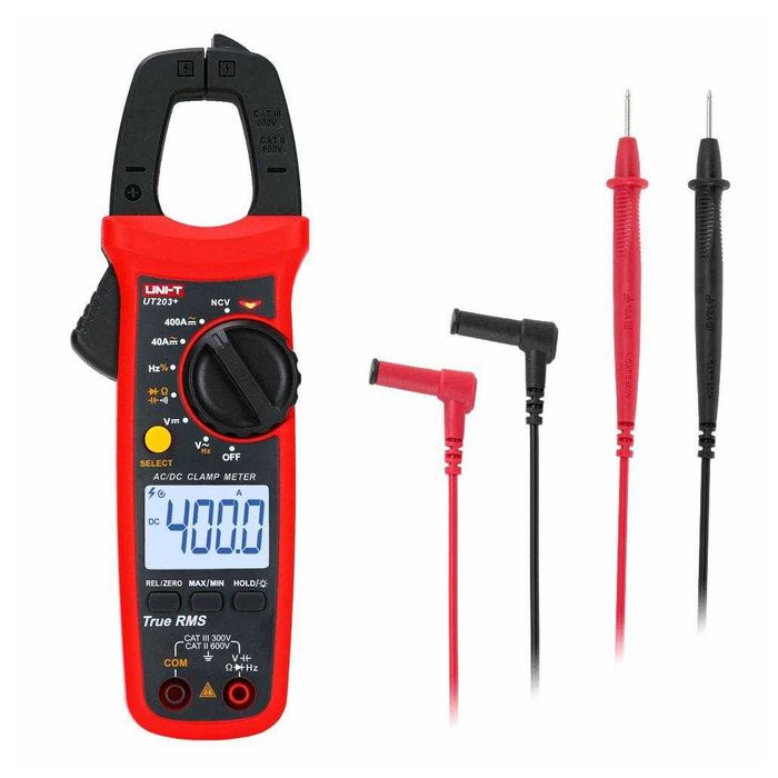 Pinça Amperimétrica Digital 400A 600V 40MOhm NCV T-RMS UNI-T