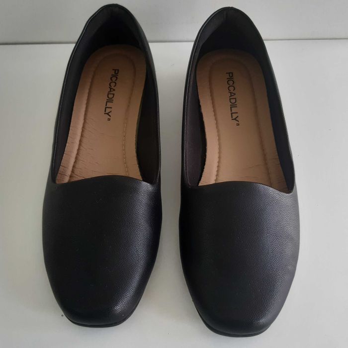 Sapatos Senhora Piccadilly Pretos Lisos 36 Salto 1cm Sola Borracha Como Novos