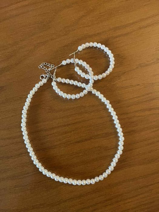 Komplet biżuterii, imitacja pereł