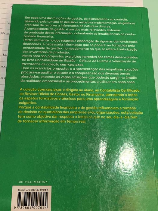 Cálculo de Custos e Valorização de Inventários (EXERCÍCIOS)