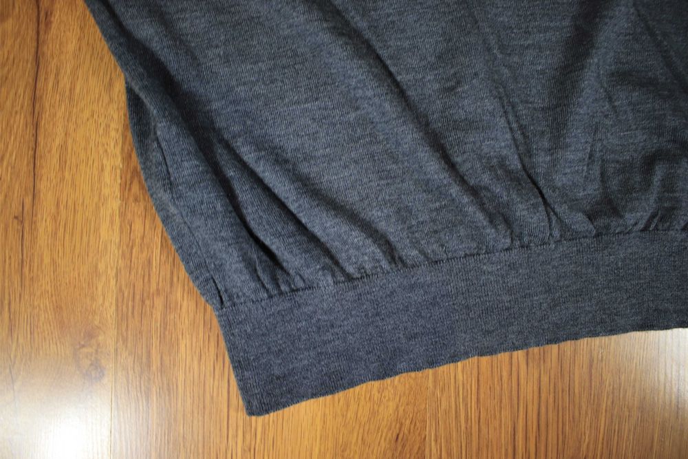Sweter Dressmann r. L okrągły dekolt wełna merino szary cienki