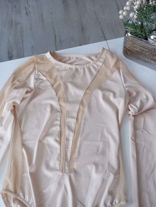 Body beż krem butik eleganckie siateczka one size