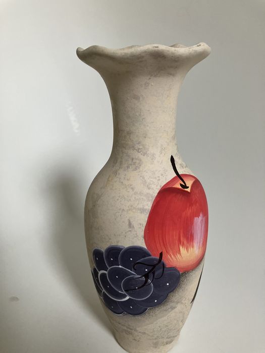 Wazon ceramika rękodzieło malowany techniką decoupage