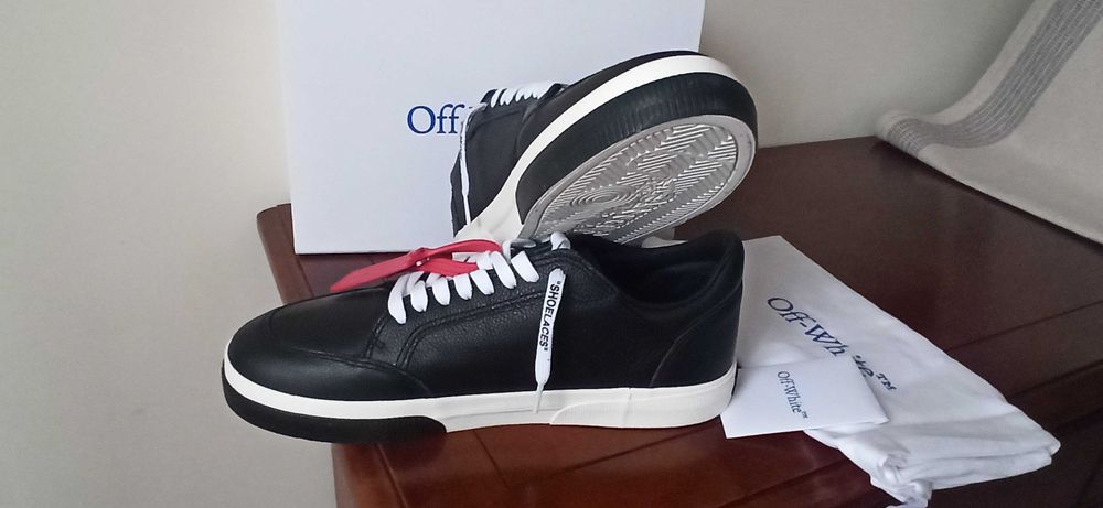 (r. 46) Nowe buty OFF-WHITE New Low Vulcanized Black White czarne