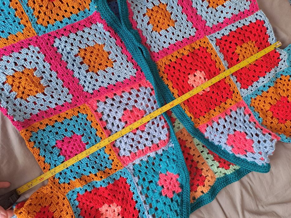 Sweter handmade robiony na szydełku, r. L