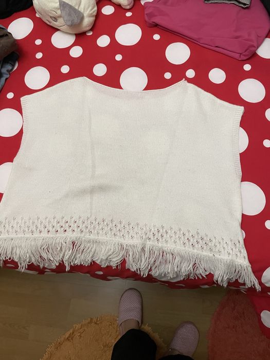 Poncho de malha branco