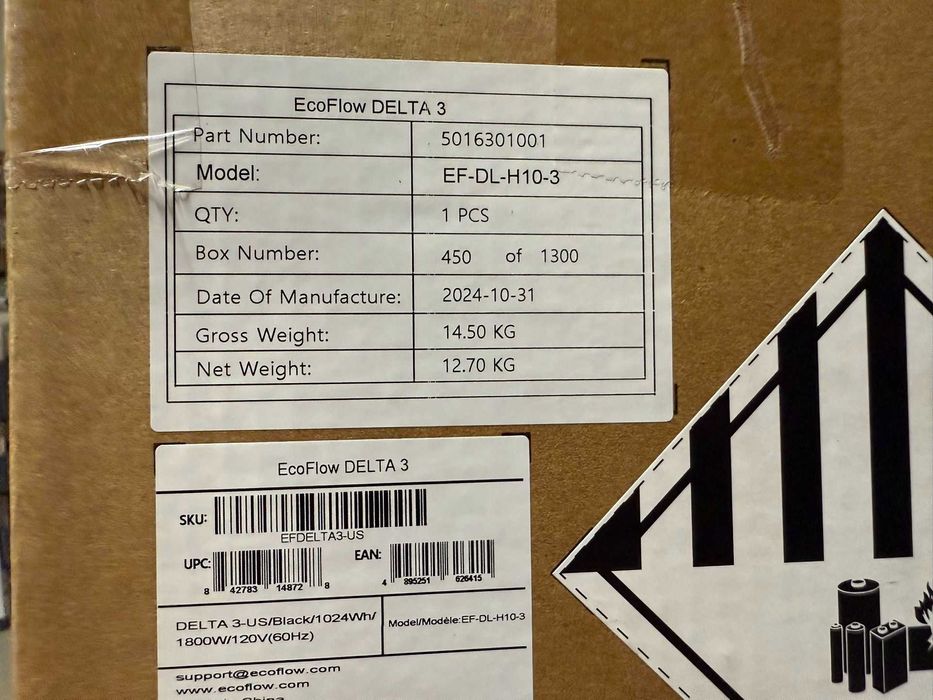 Мобільна електростанція EcoFlow Delta 3 1800W 1024Wh LiFePO4 usa