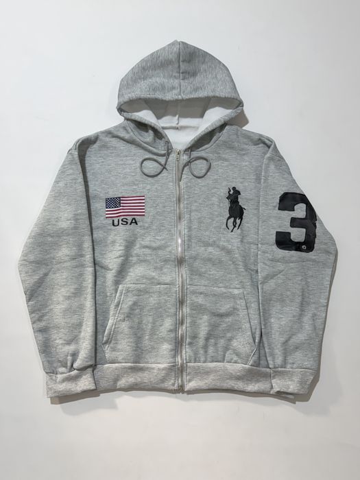 зип худи Polo Ralph USA Grey Zip Hoodie