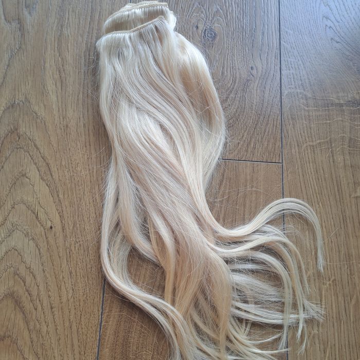 Ludzkie Włosy Clip-in Remy Wowangl 40cm Platynowy Blond 120g Bezszwowe 1.15