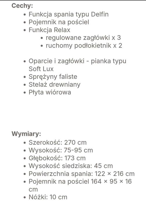 Narożnik SELVA rozkładany z funkcją spania