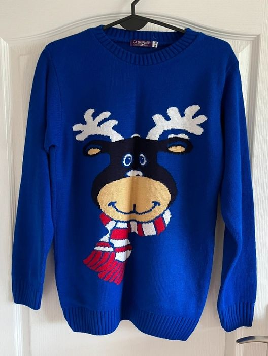 Sweter sweterek zimowy kobaltowy chabrowy