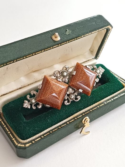 Broszka stara biżuteria kolekcjonerska piasek pustyni wiktoriańska